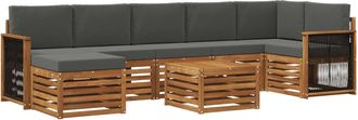 vidaXL Conjunto De Sof&aacute;s De Exterior 7 Uds. Natural Y Antracita Vidaxl