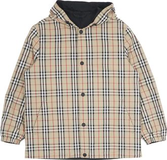 Burberry Checked Reversible Hooded Jacket - Heren - Zomerjassen - Beige - M - Nylon - Jassen