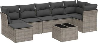 vidaXL Vidaxl - Set De Sof&aacute;s De Jard&iacute;n 8 Pzas Y Cojines Rat&aacute;n Sint&eacute;tico Gris