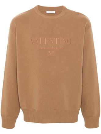 Valentino Garavani logo-embroidered sweatshirt - Brown