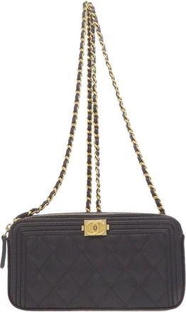Chanel Matelasse Black Leather Chain/Shoulder Wallet (Pre-Owned)