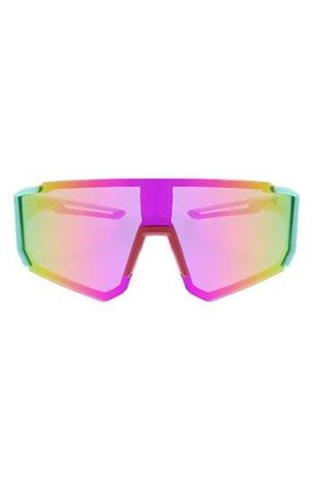 Hurley Semi Rim Polarized Shield Sunglasses in Blue /Rainbow at Nordstrom Rack