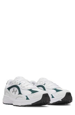 Under Armour UA Tech Runner Sneaker in White/Arden Green/Silver at Nordstrom, Size 12.5
