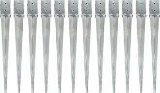 vidaXL Picas De Tierra 12 Uds Acero Galvanizado Plateado 10x10x91 Cm Vidaxl