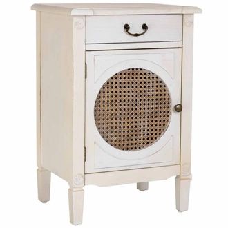 Wanderlust Deco Mesita de madera lacada y rejilla con 1 caj&oacute;n 46 x 36 x 68h cm