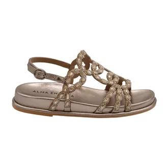 Alma En Pena Kruid Sandaal - female - ALMA EN PENA - Flat Sandals - Brown - 6 UK - Shoes