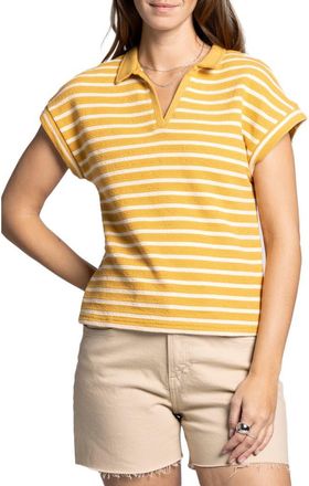 Thread & Supply Jenna Knit Polo in Yellow White at Nordstrom, Size Medium