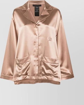 Max Mara silk satin tunic jacket with piped trim