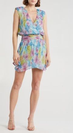 Ramy Brook Matilda Floral Sleeveless Plissé Minidress in Lime Multi Crinkle Flower Knit at Nordstrom Rack, Size Medium