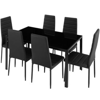 TecTake Dining Table & Chairs Brandenburg in Black