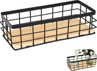 OEM Cesta De Pared Met&aacute;lica - Pr&aacute;ctico Estante De Almacenamiento - Madera Natural