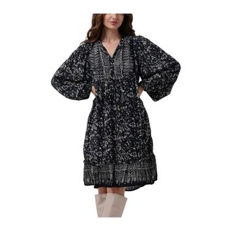 Moliin Salome Zwarte Midi Jurk - Dames - Zomerkleedjes - Zwart - XS - Kleedjes