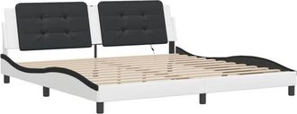 vidaXL vidaXL Bed Frame with LED without Mattress Zadar White and Black 200x200 cm