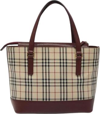 Burberry Tweedehands Canvas handtassen - Dames - Vintage Shopper - Beige - ONE Size - Leer - Vintage