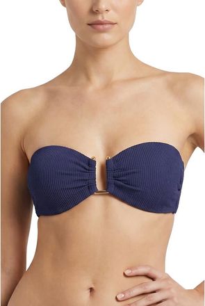 Change of Scenery Gina U-Bar Bandeau Bikini Top in Navy Texture at Nordstrom, Size X-Small