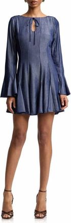 Avec Les Filles Godet Bell Sleeve Minidress in Indigo at Nordstrom, Size 14