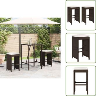 vidaXL Sgabelli in rattan - vidaXL Sgabelli da Bar con Cuscini 2 pz Marroni in Polyrattan - Sgabelli in acciaio