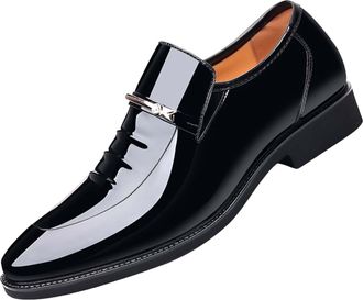 Generic Mens Shoes Leather Casual Fashion Business Classic Formal Oxford Shoes Brogue Patent Leather Mens Dress Shoes Wide Fit Lace-Ups Monk Formal Slip-On Wi