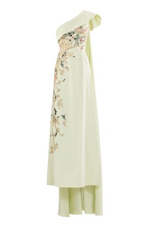 Saiid Kobeisy One Shoulder Embroidered Crepe Dress