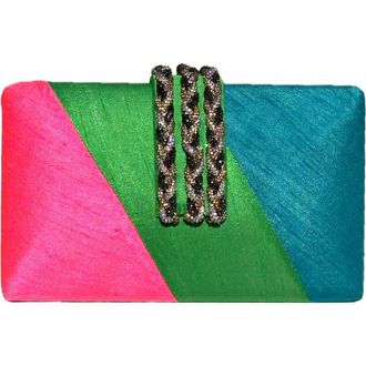 Simitri Diagonal Color Block Braided Fringe Clutch in Jeweled at Nordstrom