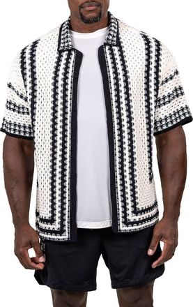 Maceoo Marthy Knit Short Sleeve Button-Up Shirt in White at Nordstrom, Size 2