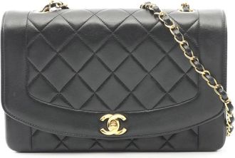 Chanel Borsa a tracolla Diana Flap media in pelle di agnello 1991-1994 - Nero