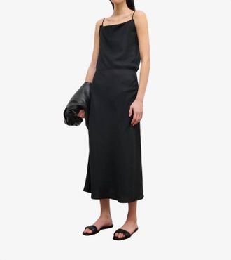 House of Dagmar Draped Midi Skirt In Black