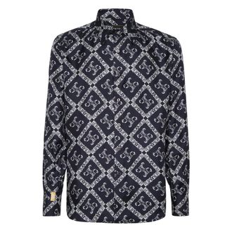 Billionaire Boys Club Overhemden, Heren, Blauw, 4Xl, Silk Gold Cut Shirt BB Monogram