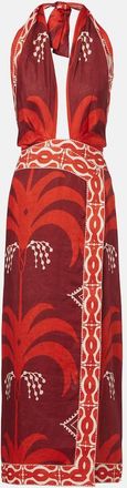 Johanna Ortiz Printed open-back linen midi dress