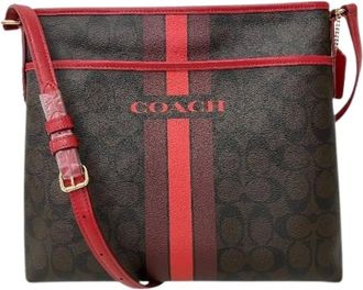 Coach Pre-owned Cross Body Bags, female, Brown, Size: ONE SIZE Pre-owned Signature Varsity Stripe Shoulder Bag