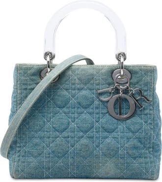 Dior Pre-owned Dior Medium Denim Cannage Acrylic Handles Lady Dior Ladies P4XEC329FKI0USJ5