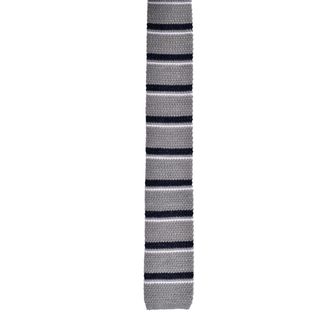 Brunello Cucinelli Brunello Cucinelli Mens Striped Knitted Tie - Grey Cotton - One Size
