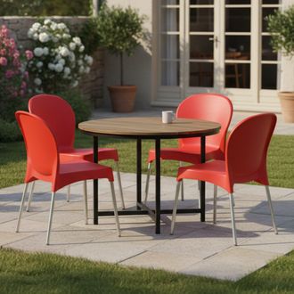 Dmora Silla De Exterior Eclectic, 4 Sillas, Apilable Made In Italy, Soporta 120 Kg, Roja