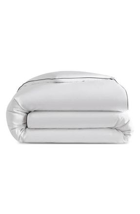 Sunday Citizen Contrast Piping Duvet Cover in White /Midnight at Nordstrom, Size King