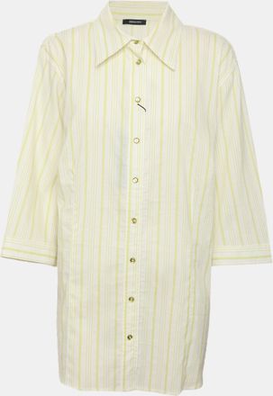 Elena Miro Green Striped Stretch Cotton Long Sleeve Shirt