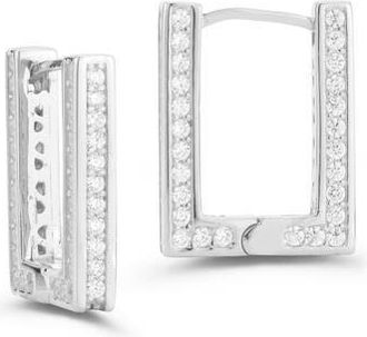 Glaze Jewelry Small Cubic Zirconia Rectangular Hoop Earrings in Silver at Nordstrom Rack