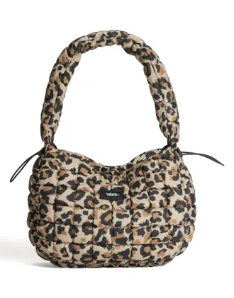 Vans borsa a spalla trapuntata Katie stampa leopardata-Nero