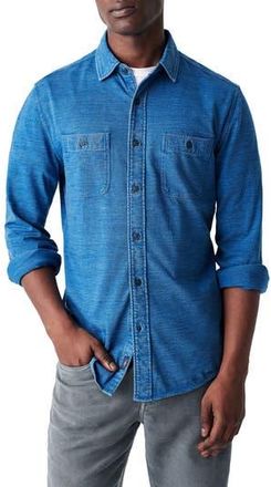 Faherty Knit Seasons Organic Cotton Button-Up Shirt in Medium Indigo Wash at Nordstrom Rack, Size Small