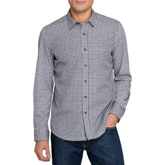 W.R.K Reworked Slim Fit Grey Gingham Check Cotton Button-Up Shirt in Black/Grey at Nordstrom, Size Xx-Large