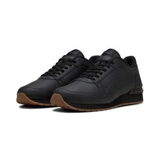 Puma Sneaker PUMA ST RUNNER V4 L, Damen, Gr. 42,5, puma schwarz, strong gray, gum, Leder, Schuhe Sneaker, mit Retro-Style, mit SOFTFOAM+ Einlegesohle, mit 