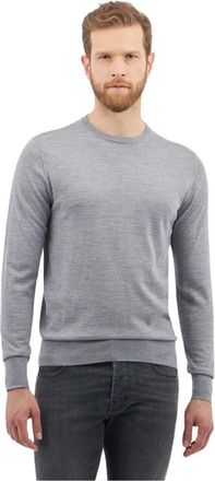 Brooks Brothers Merino wollen trui met ronde hals - Heren - Ronde hals truien - Grijs - L - Wol - Truien & Vesten