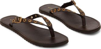 AllSaints Sydney Eyelet Flip Flop in Dark Brown at Nordstrom, Size 10Us