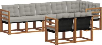 vidaXL Conjunto De Sof&aacute;s De Exterior 8 Uds. Natural Y Gris Claro Vidaxl