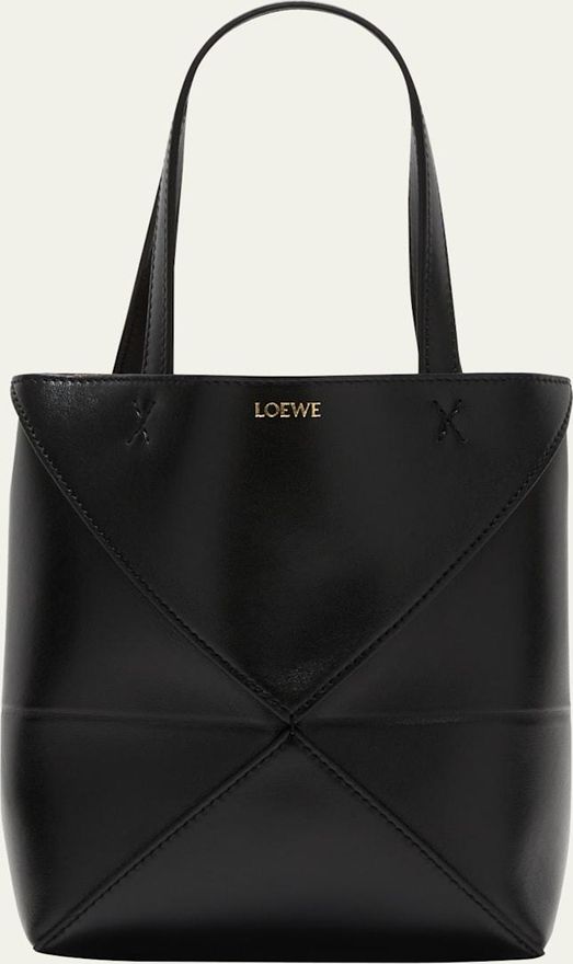 Puzzle Fold Mini Tote Bag in Shiny Leather