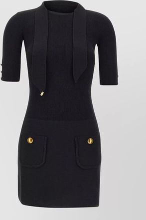 Elisabetta Franchi ribbed knit scarf mini dress