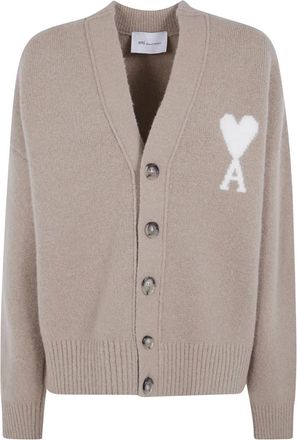 Ami C&aacute;rdigan De Coeur con Cuello en V - Knitwear - Mujer - Beige - XS