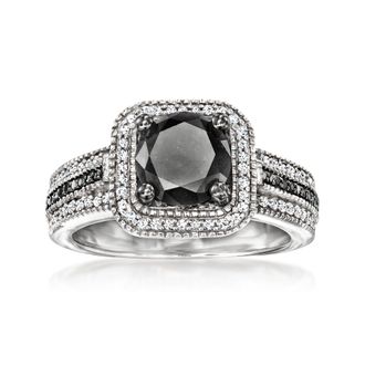 Ross-Simons Black and White Diamond Ring in Sterling Silver