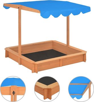 vidaXL Vidaxl - Arenero Con Techo Ajustable De Madera De Abeto 115x115x115 Cm