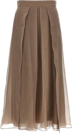 Brunello Cucinelli Grey Paneled Circle skirt