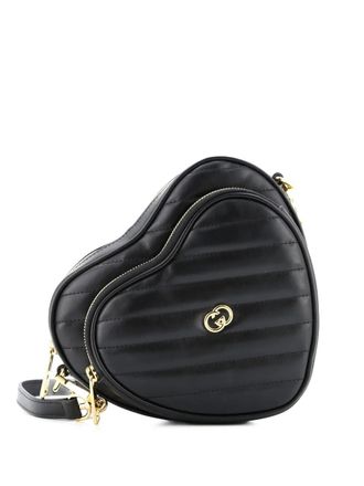 Gucci Interlocking G Heart Diagonal Quilted Leather Mini shoulder bag - Black